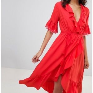 Moon River Frill Midi Dress